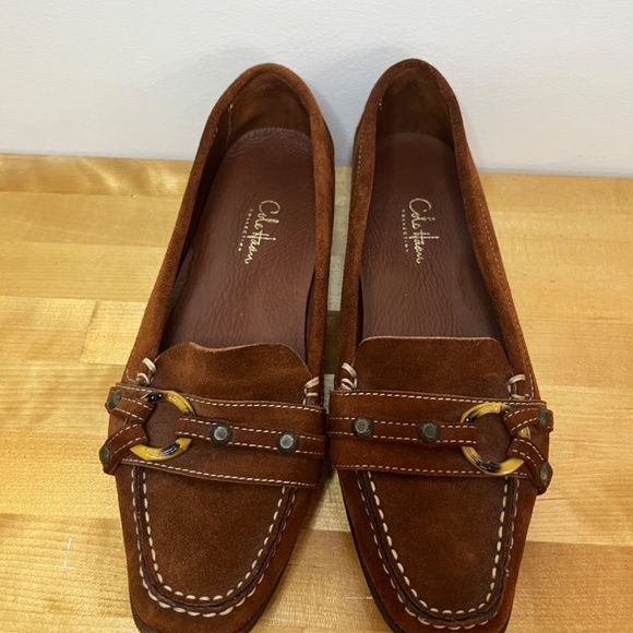 Cole Haan suede Loafers Brown flats Size 7.5 B Made In Italy Preppy slide on - Picture 2 of 13